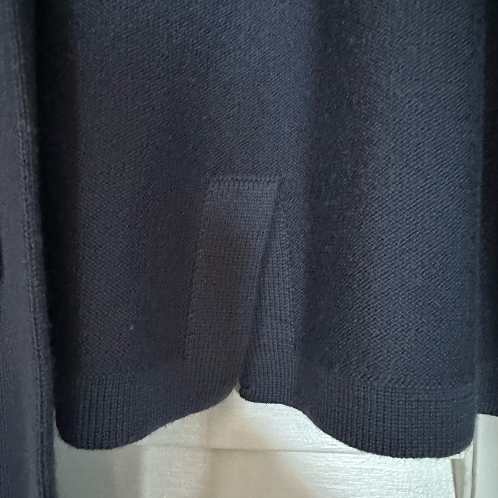 Garnet Hill Navy Open-Front Knit Cardigan - Picture 3 of 5